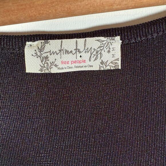 Intimately Free People Black Deep V Sexy Long Sleeve Bodysuit Kaya Minimalist M - Picture 10 of 13